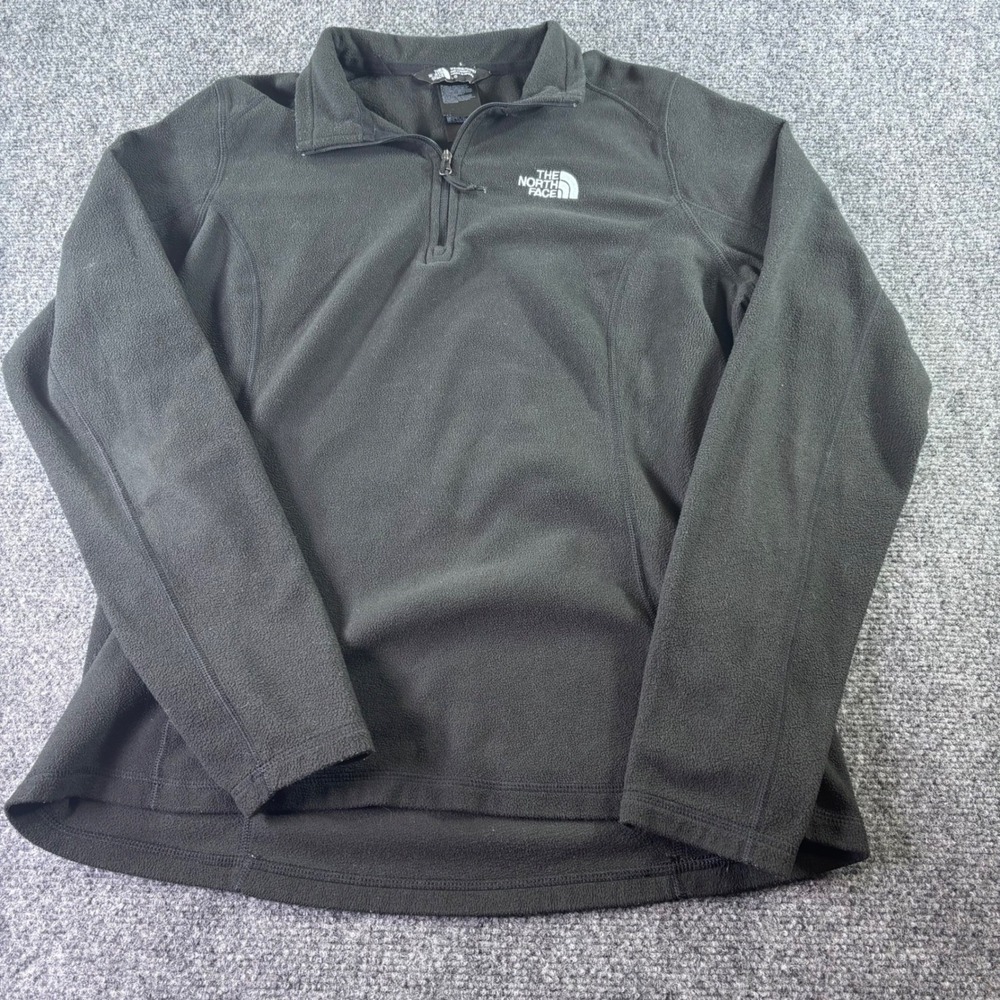 The North Face Fleece Pullover Womens L Black TKA 100 1/4 Zip Lightweight Hiking